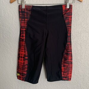 Mens Speedo Pro LT Black Red Spandex Jammers Compression Shorts 32 swimsuit NWT